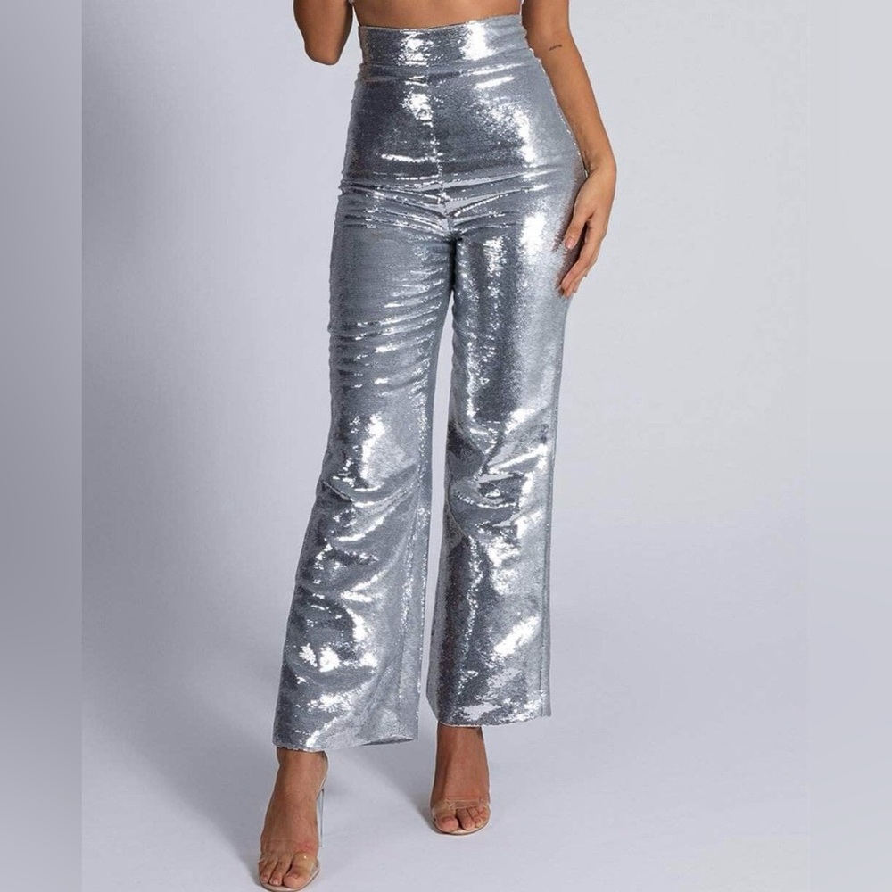 Joanna Sequin Pants in Silver